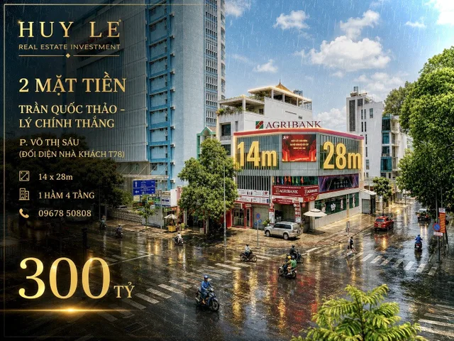 Bán toà 2 Mặt Tiền: 112 Trần Quốc Thảo - Lý Chính Thắng , Quận 3 (14 x 30 : 412m2)