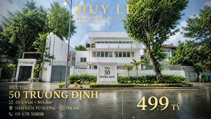 Mặt tiền 50 Trương Định (20 x 41m : 816,8m2) bàn giao ngay