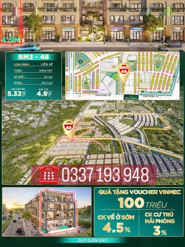 Bán căn liền kề 63m2 BM3-48 khu Bình Minh Vinhomes Dương Kinh Hải Phòng.