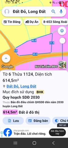 Bán Đất 614.6m2 có sẵn 366 m2 thổ cư giá 3.4 tỷ tại Đường Nam Kỳ Khởi Nghĩa Thị trấn Đất Đỏ Huyện Đất Đỏ Bà Rịa - Vũng Tàu