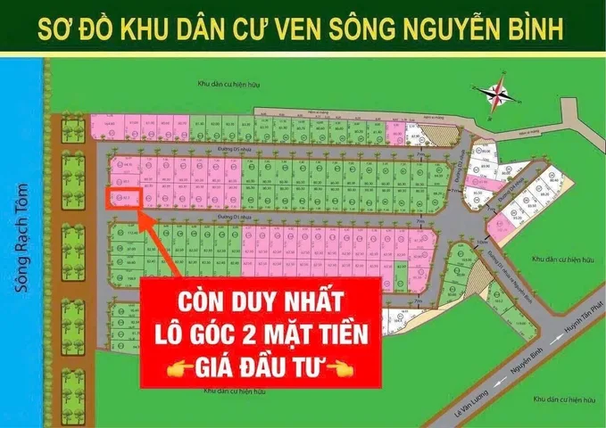 ĐẤT ĐẸP - 7,5M*12,6M - KDC NGUYỄN BÌNH VEN SÔNG - NỀN GỐC VIEW SÔNG RẤT MÁT - LIÊN HỆ 0919089456