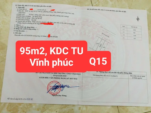 Bán đất KDC Tỉnh Ủy, Đồng Tâm, Vĩnh Yên, Vĩnh Phúc