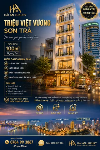 BÁN NHÀ MẶT TIỀN TRIỆU VIỆT VƯƠNG – SƠN TRÀ – QUỸ ĐẤT 100M² KHAI THÁC THƯƠNG MẠI
