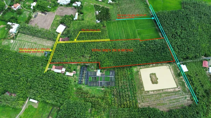 Bán đất 2 mặt tiền đường + 1 mặt tiền kênh phù hợp làm trang trại, nhà vườn