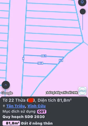 1 tỷ 470 sở hữu đất thổ cư trung tâm Tân Triều
