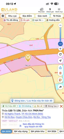 Xã Nghĩa Thành - tp Hồ Chí Minh. S: 7.910 m2 . Hơn 220m mặt tiền đường nhựa