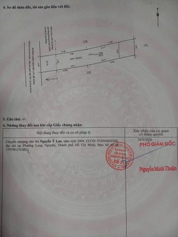 Bán Đất 75m2 có sẵn 50 m2 thổ cư giá 800 triệu tại đường DH 619 Xã Long Nguyên Huyện Bàu Bàng Bình Dương