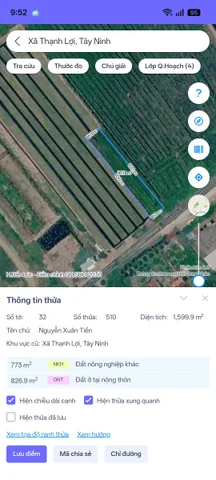 Bán Đất 1600m2 có sẵn 826.9 m2 thổ cư giá 6 tỷ tại Xã Thạnh Lợi Huyện Bến Lức Long An