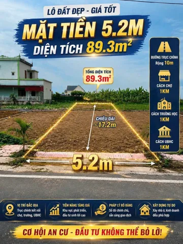 Bán Đất 89m2 full thổ cư giá 1.9 tỷ view biển