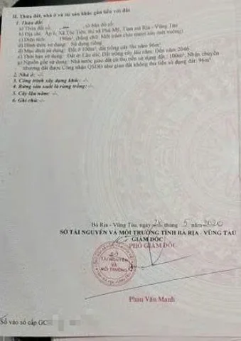 Bán đất 196m² ngang 5m giá 2.9 tỷ Xã Châu Pha TP. Hồ Chí Minh