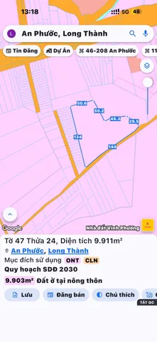 Bán Đất 9910.9m2 có sẵn 300 m2 thổ cư giá 46 tỷ tại Xã An Phước Huyện Long Thành Đồng Nai