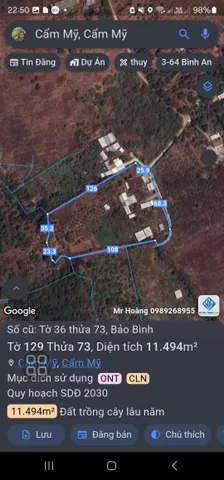 Bán Đất 11494m2 có sẵn 300 m2 thổ cư giá 7.4 tỷ tại Xã Bảo Bình Huyện Cẩm Mỹ Đồng Nai