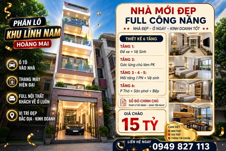 Chính chủ bán nhà phân lô Lĩnh Nam 40m 7 tầng thang máy ở hay làm Vp đều thích hợp