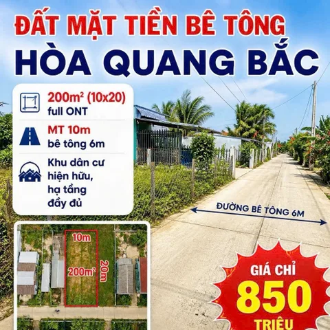 Bán Đất 200m2 có sẵn 200 m2 thổ cư giá 850 triệu tại - Chọn - - Chọn - Xã Phú Hòa 2 Đắk Lắk