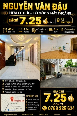 Bán Nhà riêng 40m2 có sẵn 40 m2 thổ cư giá 7.25 tỷ tại - Chọn - Phường 03 Quận Bình Thạnh TP. Hồ Chí Minh