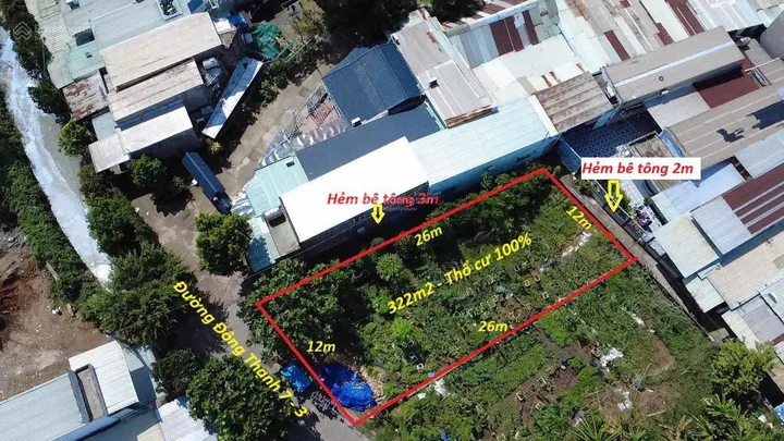 Bán Đất 322m2 có sẵn 322 m2 thổ cư giá 8.6 tỷ tại Xã Đông Thạnh Huyện Hóc Môn TP. Hồ Chí Minh