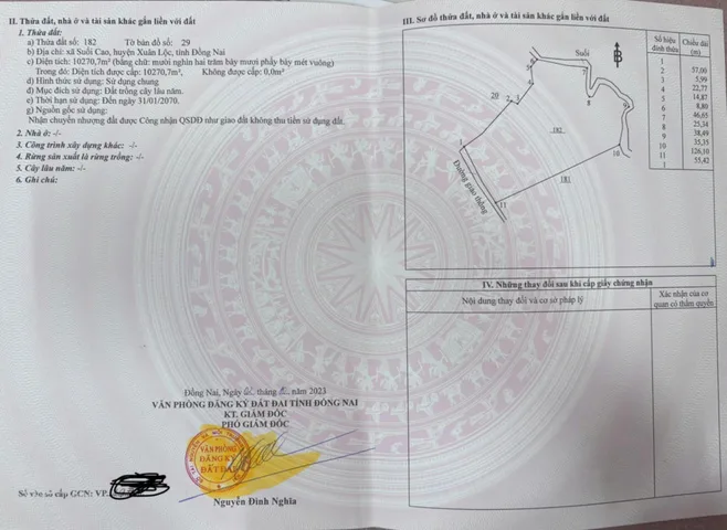 Bán Đất 10271m2 giá 3 tỷ tại Xã Suối Cao Huyện Xuân Lộc Đồng Nai