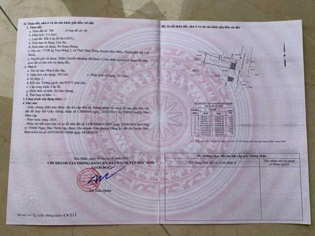Bán Nhà riêng 151.8m2 có sẵn 151.8 m2 thổ cư giá 7.1 tỷ tại Đường Thới Tam Thôn 16 Xã Thới Tam Thôn Huyện Hóc Môn TP. Hồ Chí Minh