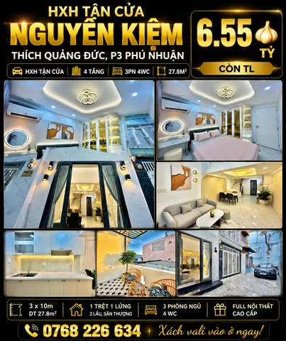 Bán Nhà riêng 28m2 có sẵn 28 m2 thổ cư giá 6.55 tỷ tại Đường Nguyễn Kiệm Phường 03 Quận Phú Nhuận TP. Hồ Chí Minh