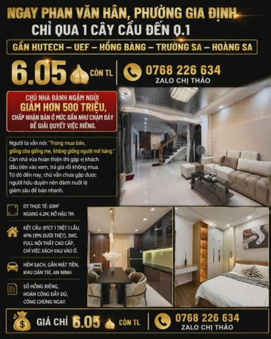 Bán Nhà riêng 60m2 có sẵn 48 m2 thổ cư giá 6.05 tỷ tại - Chọn - Phường 17 Quận Bình Thạnh TP. Hồ Chí Minh