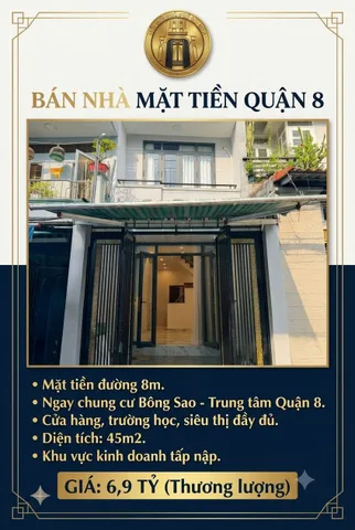BÁN NHÀ MẶT TIỀN ĐƯỜNG 8M, NGAY CHUNG CƯ BÔNG SAO, 45M2, SHR, NHỈNH 6T