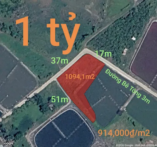 Bán Đất 1094.1m2 giá 1 tỷ tại Xã Nhựt Ninh Huyện Tân Trụ Long An