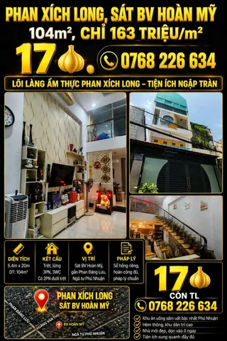 Bán Nhà riêng 104m2 có sẵn 104 m2 thổ cư giá 17 tỷ tại Đường Phan Xích Long Phường 02 Quận Phú Nhuận TP. Hồ Chí Minh