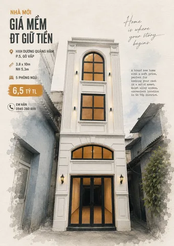 Nhà mới giá mềm ĐT giữ tiền HXH Dương Quảng Hàm P5 3,8x10m NH 5,3m 5PN giá 6,5 tỷ tl
