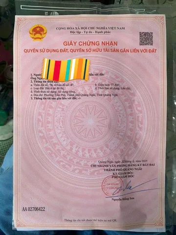 Bán Đất 77.8m2 có sẵn 77.8 m2 thổ cư giá 1.17 tỷ tại Phường Trần Phú Thành phố Quảng Ngãi Quảng Ngãi