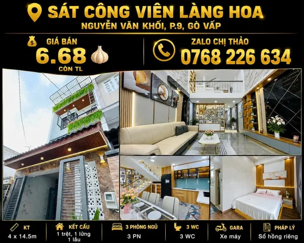 Bán Nhà riêng 58m2 có sẵn 58 m2 thổ cư giá 6.68 tỷ tại - Chọn - Phường 9 Quận Gò Vấp TP. Hồ Chí Minh