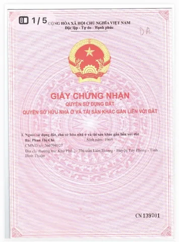 Bán Đất 232m2 có sẵn 232 m2 thổ cư giá 2.97 tỷ tại - Chọn - Thị trấn Liên Hương Huyện Tuy Phong Bình Thuận