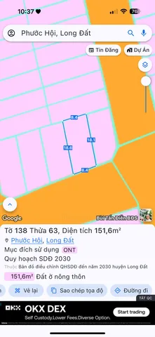 Bán Đất 151m2 có sẵn 151 m2 thổ cư giá 1.6 tỷ tại Xã Lộc An Huyện Đất Đỏ Bà Rịa - Vũng Tàu