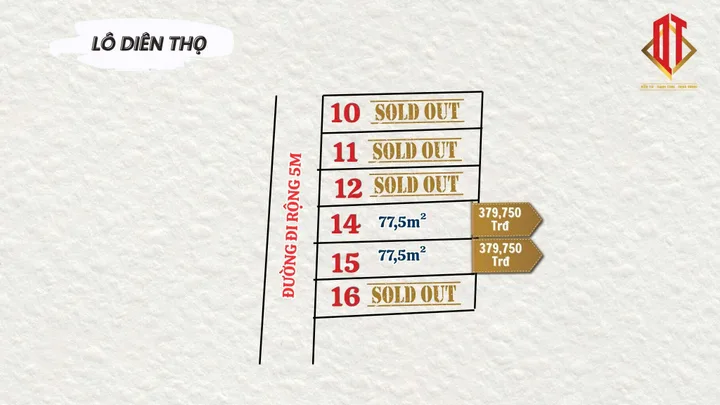 🔥 Lô đất 77,5m² Diên Thọ giá chỉ từ 379 triệu, sổ hồng riêng, đường ô tô, cơ hội đầu tư và an cư cực hiếm!