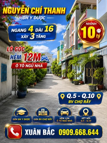 NGUYỄN CHÍ THANH - ĐH Y DƯỢC 
NGANG 4 DÀI 16 XÂY 3 TÂNG
GIÁP Q.5 - Q.10 - BV CHỢ RẪY (1NCT)