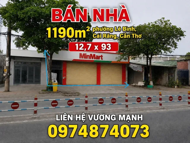 Bán Nhà riêng 1190m2 có sẵn 548 m2 thổ cư giá 35 tỷ tại Đường Phạm Hùng Phường Lê Bình Quận Cái Răng Cần Thơ