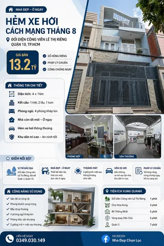 Bán nhà đẹp HXH 3 tầng + 1 nóc - sổ đẹp hoàn công đối diện công viên Lê Thị Riêng, Metro số 2....