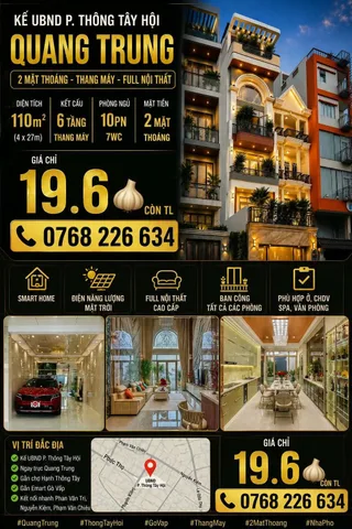 Bán Nhà riêng 110m2 có sẵn 110 m2 thổ cư giá 19.6 tỷ tại Đường Quang Trung Phường 11 Quận Gò Vấp TP. Hồ Chí Minh