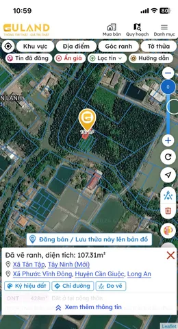 Bán Đất 100m2 có sẵn 100 m2 thổ cư giá 650 triệu tại Xã Phước Vĩnh Đông Huyện Cần Giuộc Long An