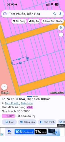 Bán Đất 100m2 có sẵn 100 m2 thổ cư giá 1.05 tỷ tại Phường Tam Phước Thành phố Biên Hòa Đồng Nai