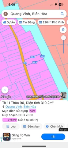Bán Đất 310 m2 thổ cư giá 12.5 tỷ tại Đường Hồ Văn Đại Phường Quang Vinh Thành phố Biên Hòa Đồng Nai