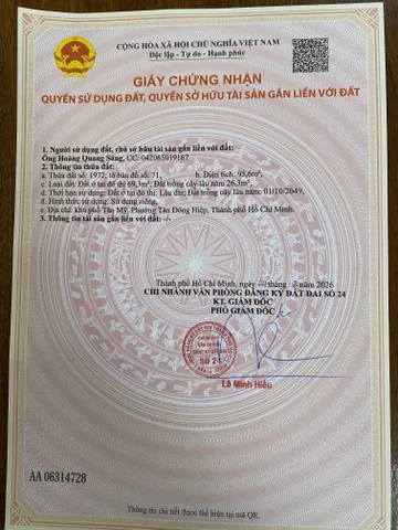 Bán Nhà riêng 95m2 có sẵn 70 m2 thổ cư giá 2.25 tỷ tại - Chọn - Phường Thái Hòa Thị xã Tân Uyên Bình Dương