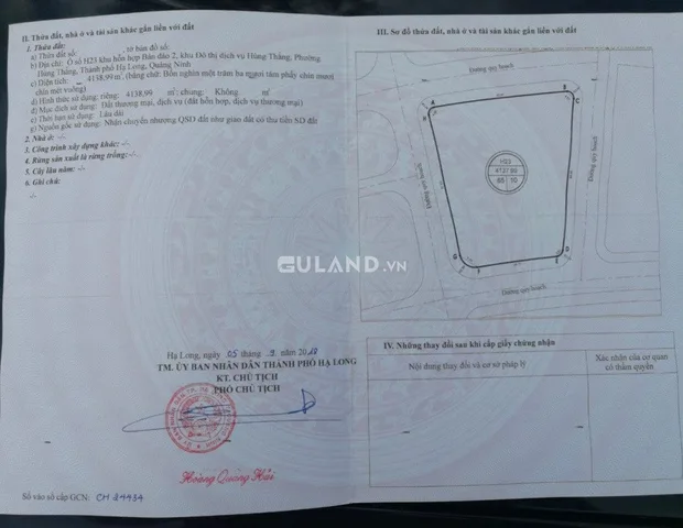 💥Cắt lỗ💥 Chính chủ cần bán gấp lô đất dịch vụ thương mại Hùng Thắng,Hạ Long