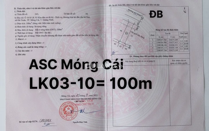 Dự Án ASC Móng Cái