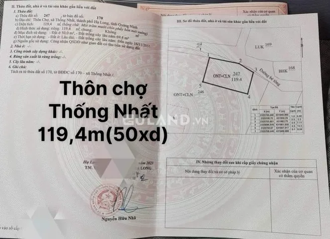 ĐẤT THỔ CƯ THÔN CHỢ - XÃ THỐNG NHẤT