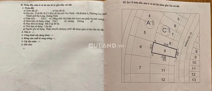 BÁN ĐẤT BIỆT THỰ DẺ QUẠT,VỰNG ĐÂNG,YẾT KIÊU,HẠ LONG