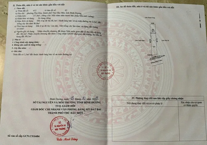 Lô đất mặt tiền thông từ QL13 ra Lê Hồng Phong, Thủ Dầu Một - Bình Dương