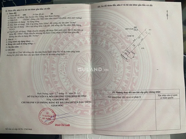 Bán lô đất gần chợ Minh Tân - Dầu Tiếng 720tr