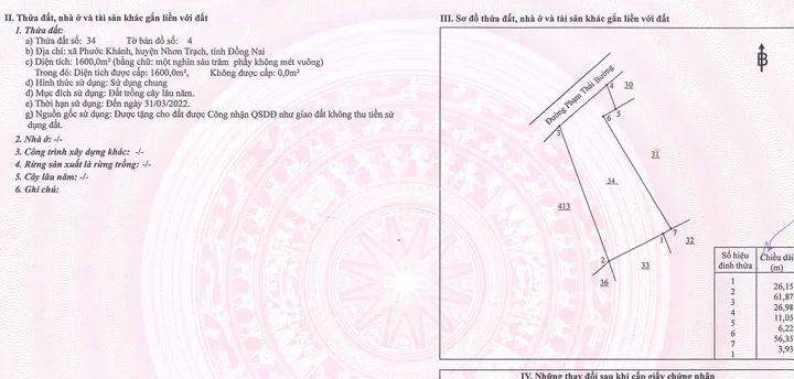 Bán đất 1600m² ngang 27m giá 17.8 tỷ tại Xã Phước Khánh Huyện Nhơn Trạch