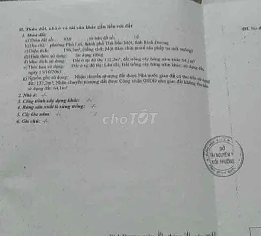 Cần bán mặt tiền kinh doanh nguyễn văn trỗi gần vòng xoay HT3 TDM BD